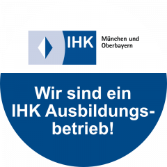 Ausbildungsbetrieb der IHK München und Oberbayern Logo IHK Ausbildungsbetrieb